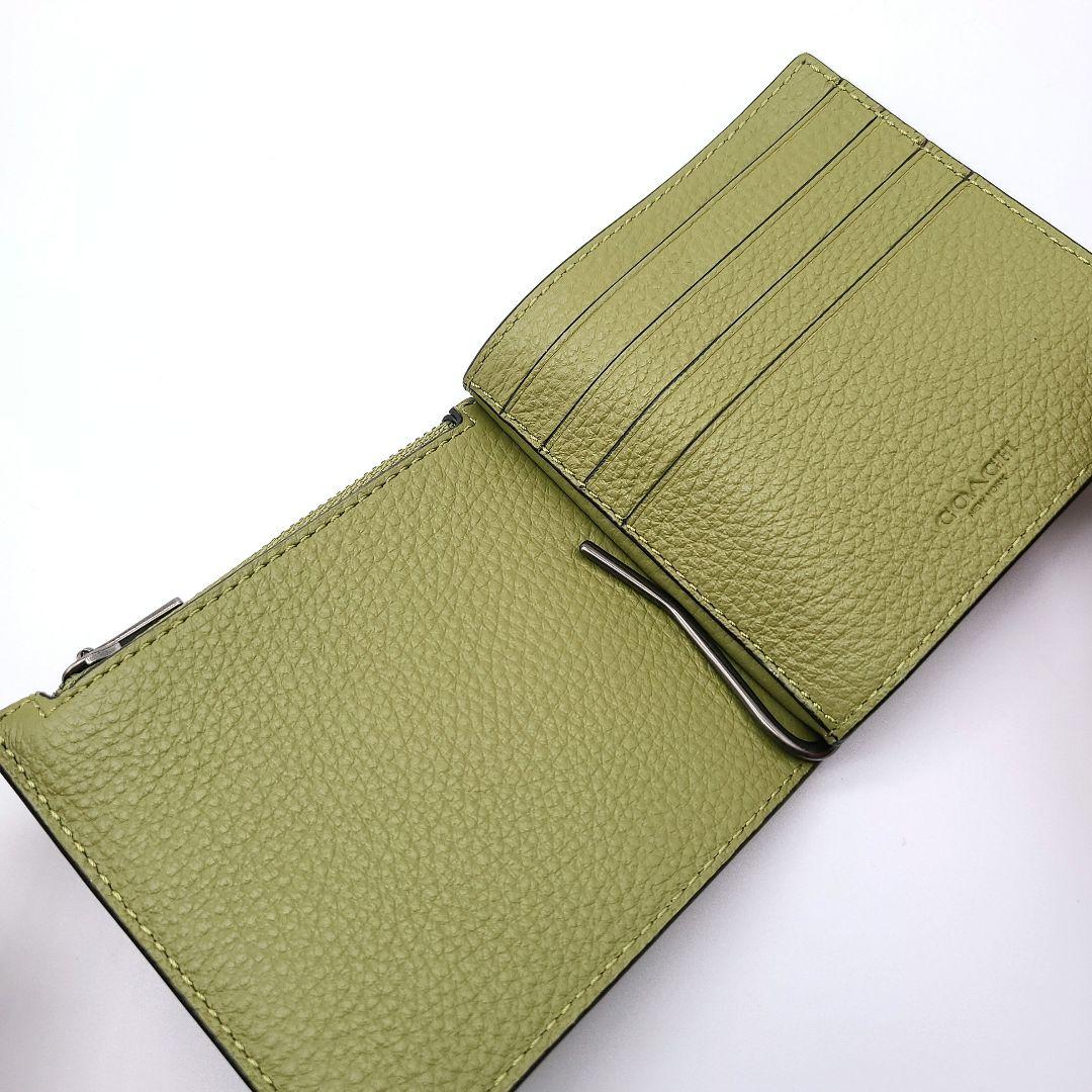 COACH マネークリップ 新品 オリーブグリーン 最新作 レザー メンズ