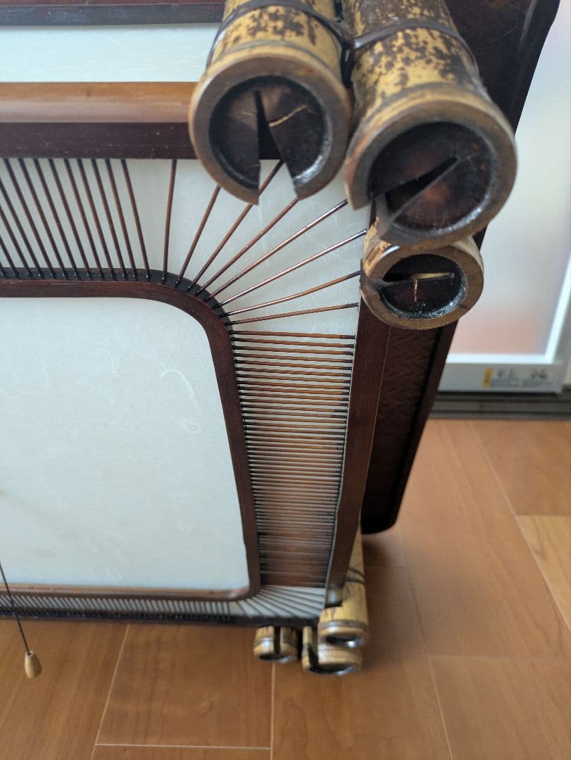 【昭和レトロ】竹製吊り下げ式照明器具　蛍光灯