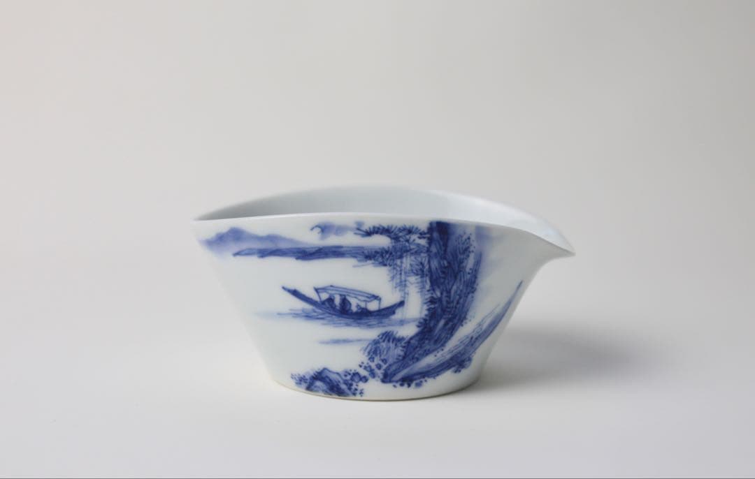 平安　春峰　染付　煎茶器　宝瓶　漢詩　茶碗　湯冷まし