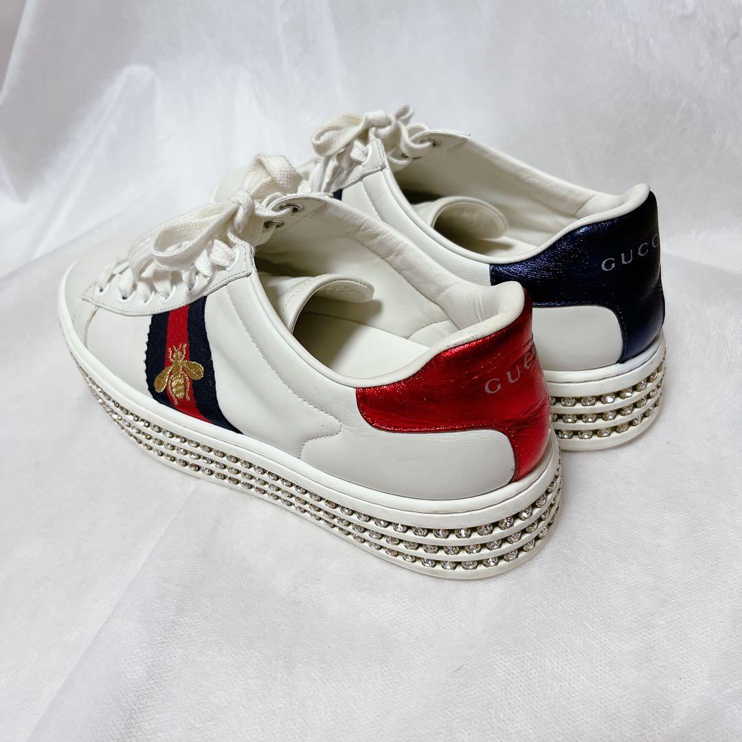 GUCCI グッチ エースクリスタルシェリーライン厚底スニーカー 37ハーフ