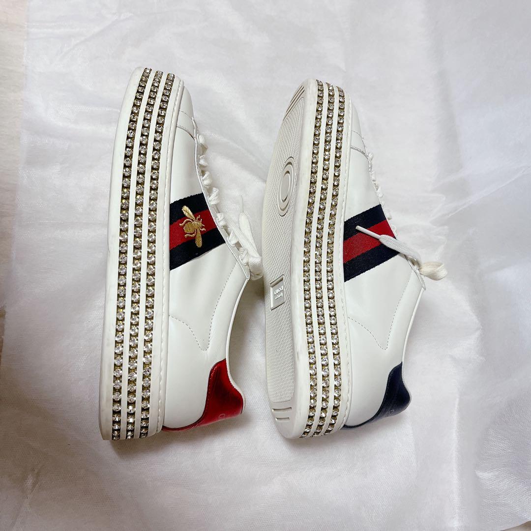 GUCCI グッチ エースクリスタルシェリーライン厚底スニーカー 37ハーフ
