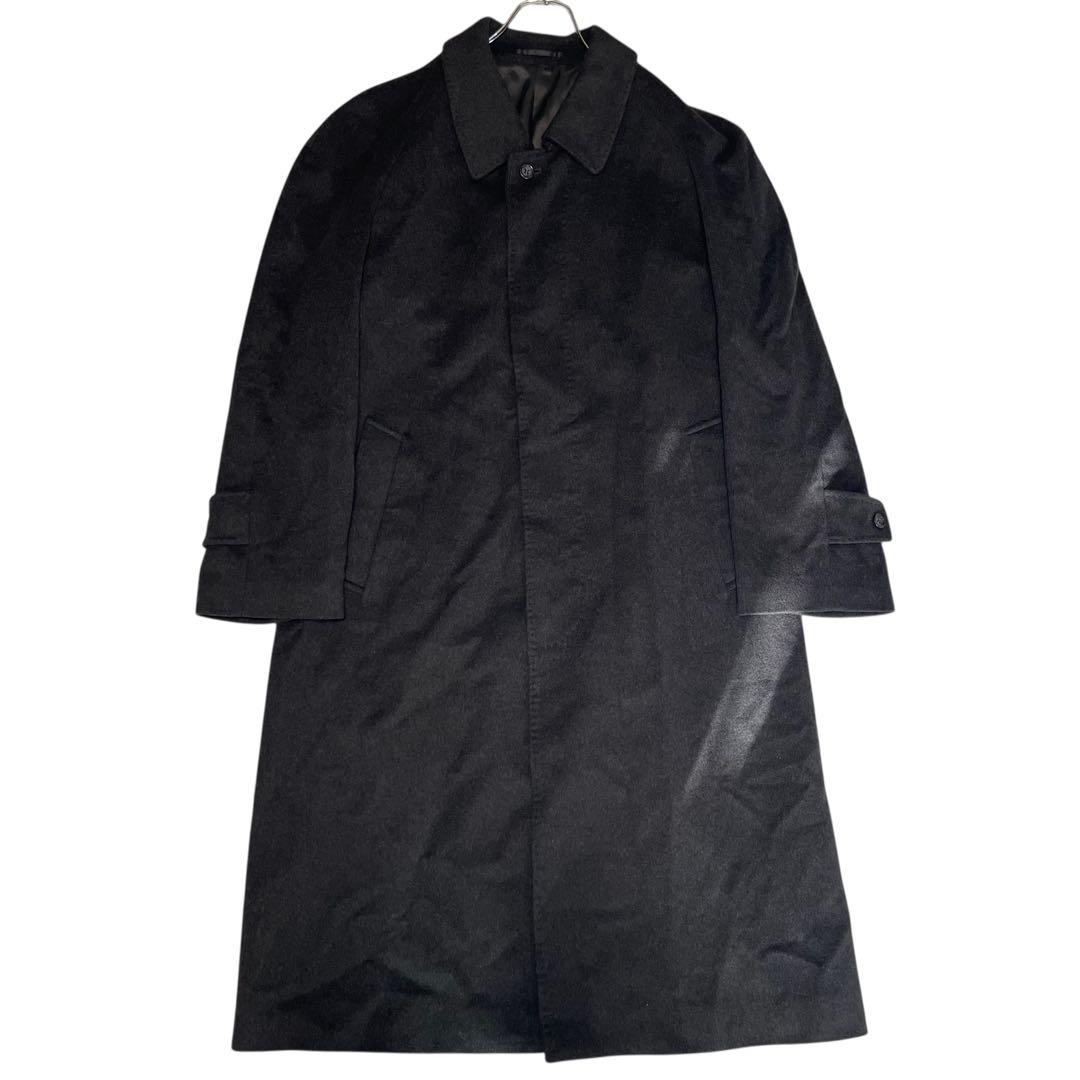 カシミヤ100%【BELTA BUONO】美品マキシ丈比翼チェスターコート 黒L