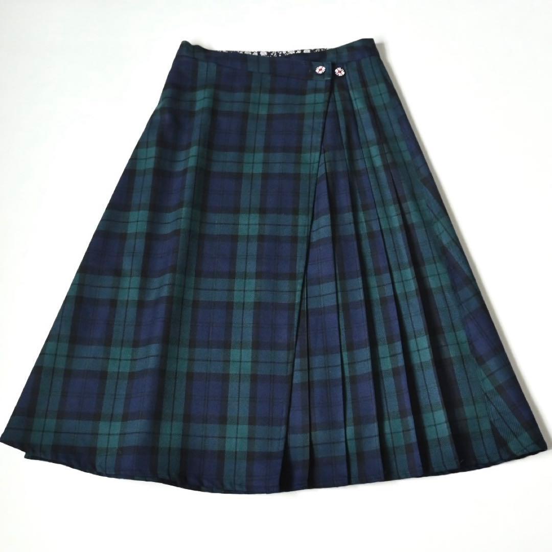 みなとのてんらんかい ウーステッドウール キルト ラップスカート