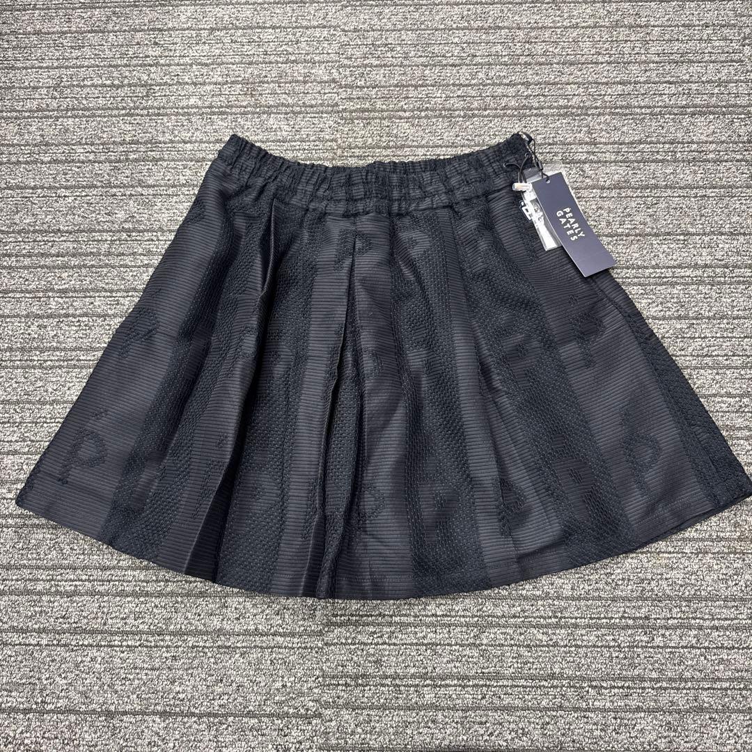 パーリーゲイツ プリーツスカート　ネイビー　ロゴ