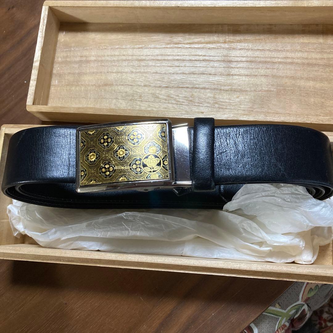 家紋入り紳士用象嵌ベルト