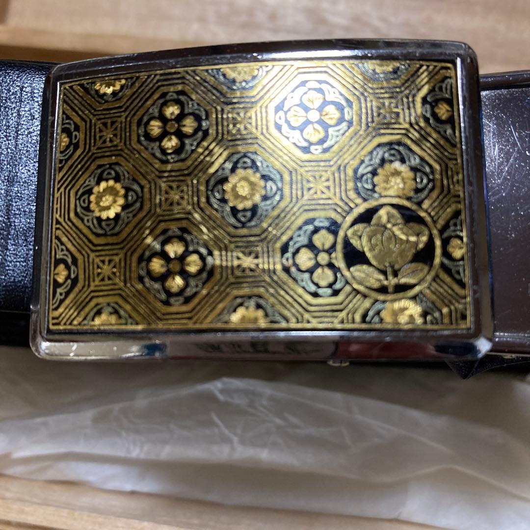 家紋入り紳士用象嵌ベルト