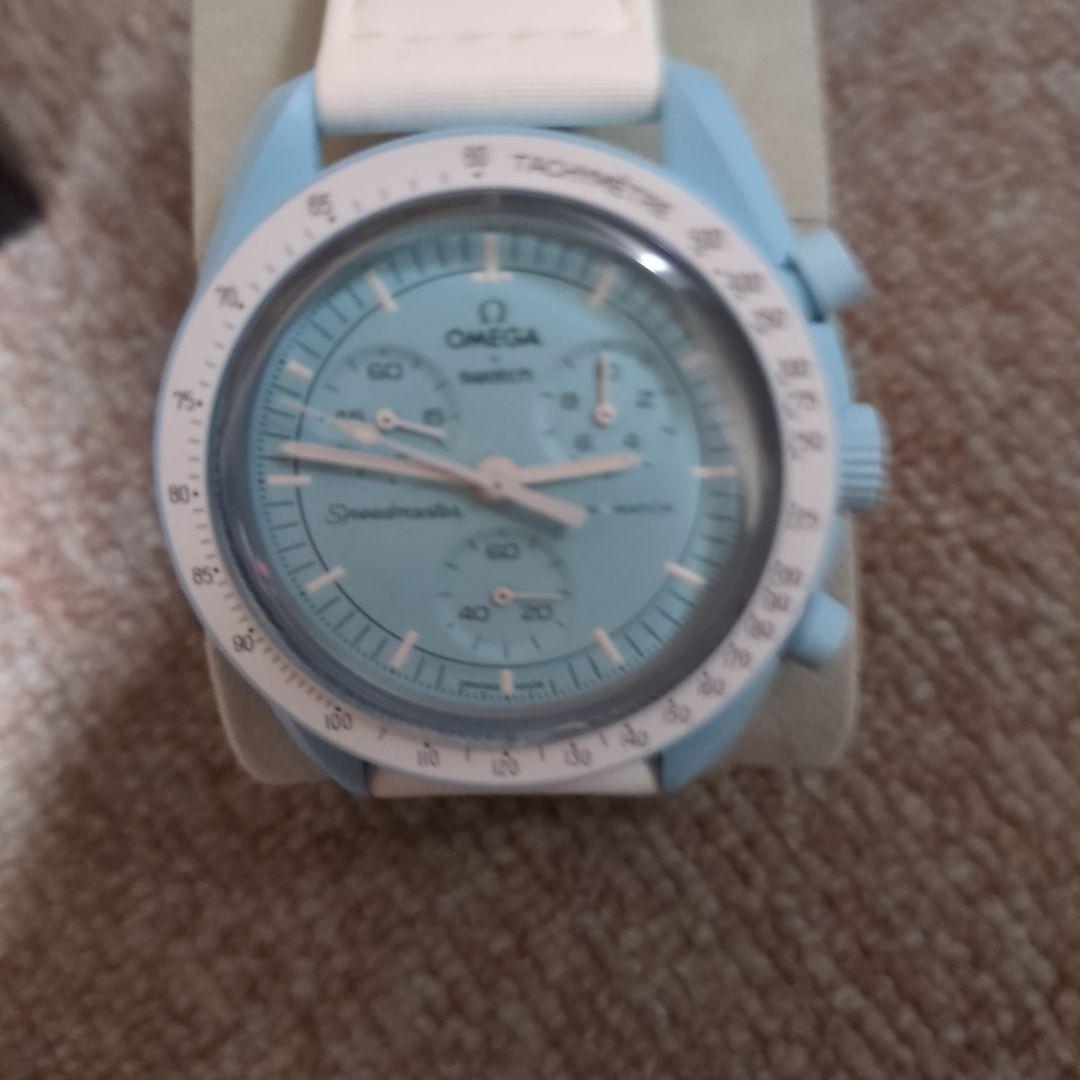 Miさん専用OMEGA SWATCHスピードマスター 水色 ラバーベルト