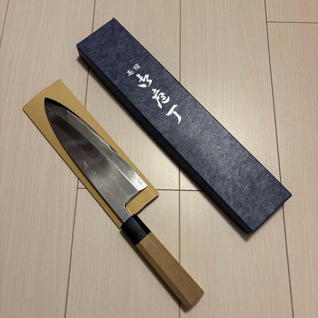 堺吉信作　白鋼　本出刃　210mm　扑八角柄