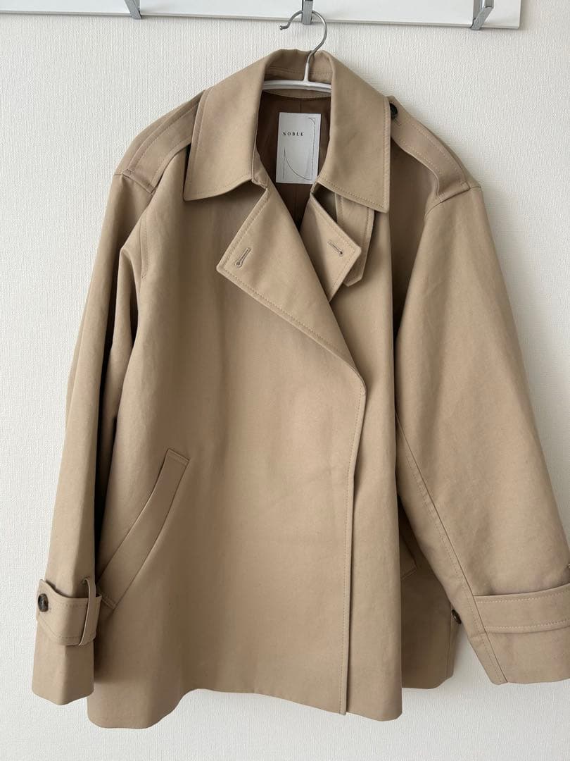 Noble コットンダブルクロスハーフコート　ベージュ　36