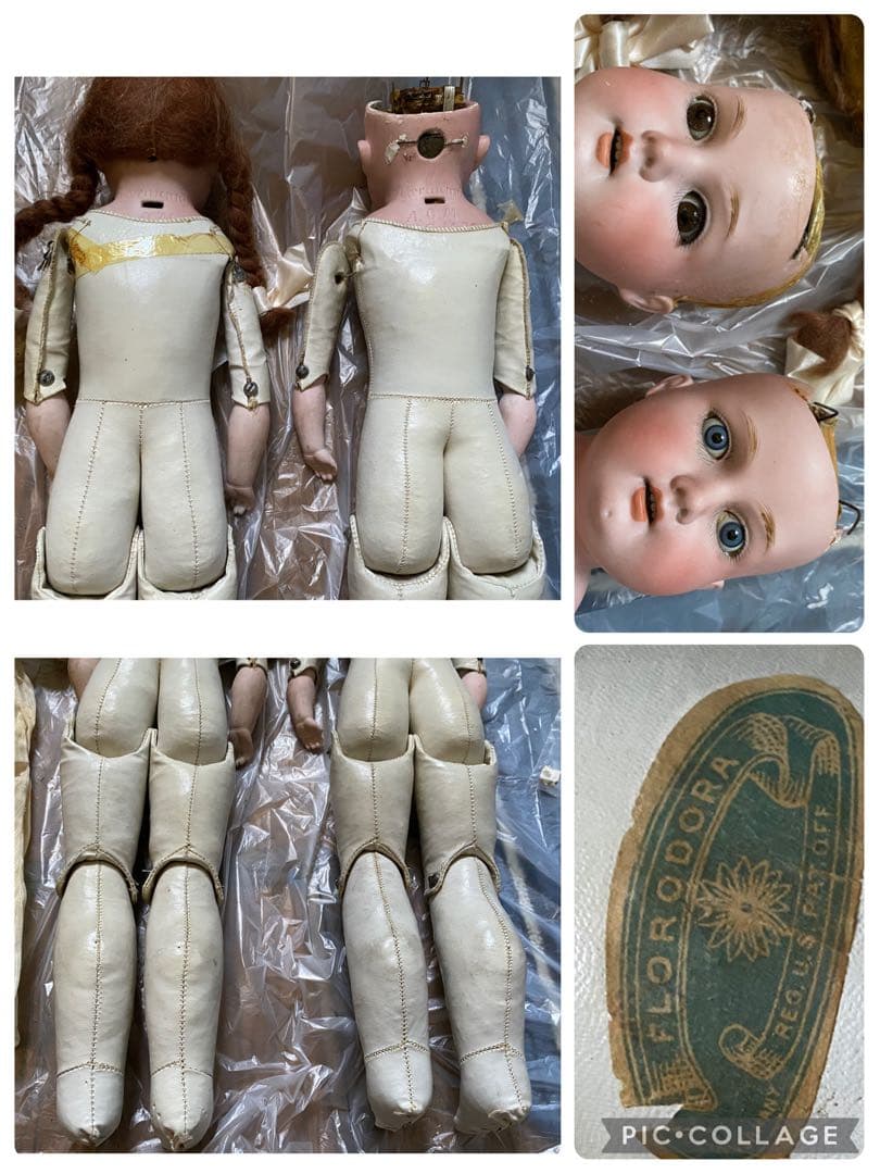 2体セット、 アーモンド　マルセル　アンティーク　ビスクドール