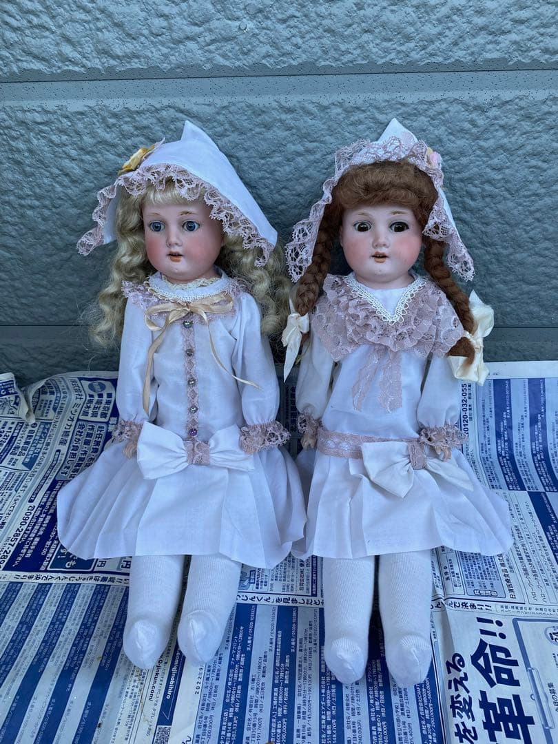 2体セット、 アーモンド　マルセル　アンティーク　ビスクドール