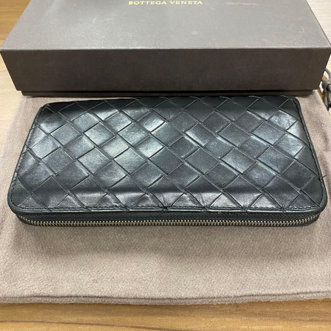 現行　ボッテガヴェネタ　財布　長財布　イントレチャート　ラウンドファスナー