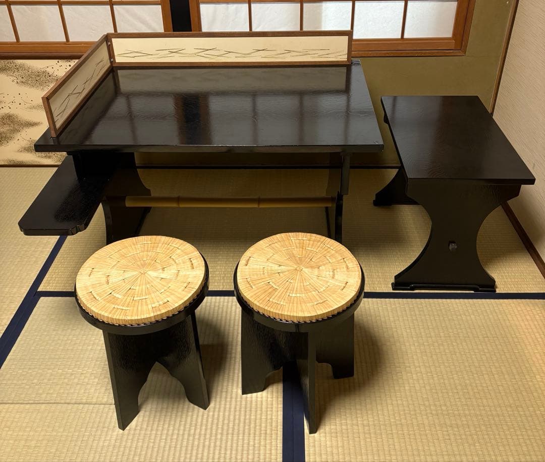 【中古品】茶道具 点茶盤 掻合塗 表用セット