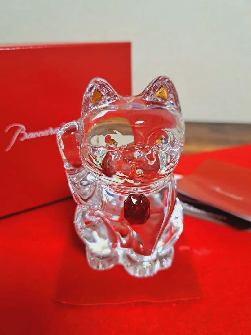 専用 バカラ まねき猫 レッドオクトゴン クリア 招き猫