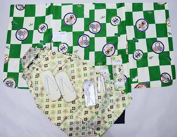 七五三 五歳 男児 羽織袴フルセット 緑地×白 袴変更可 NO37795