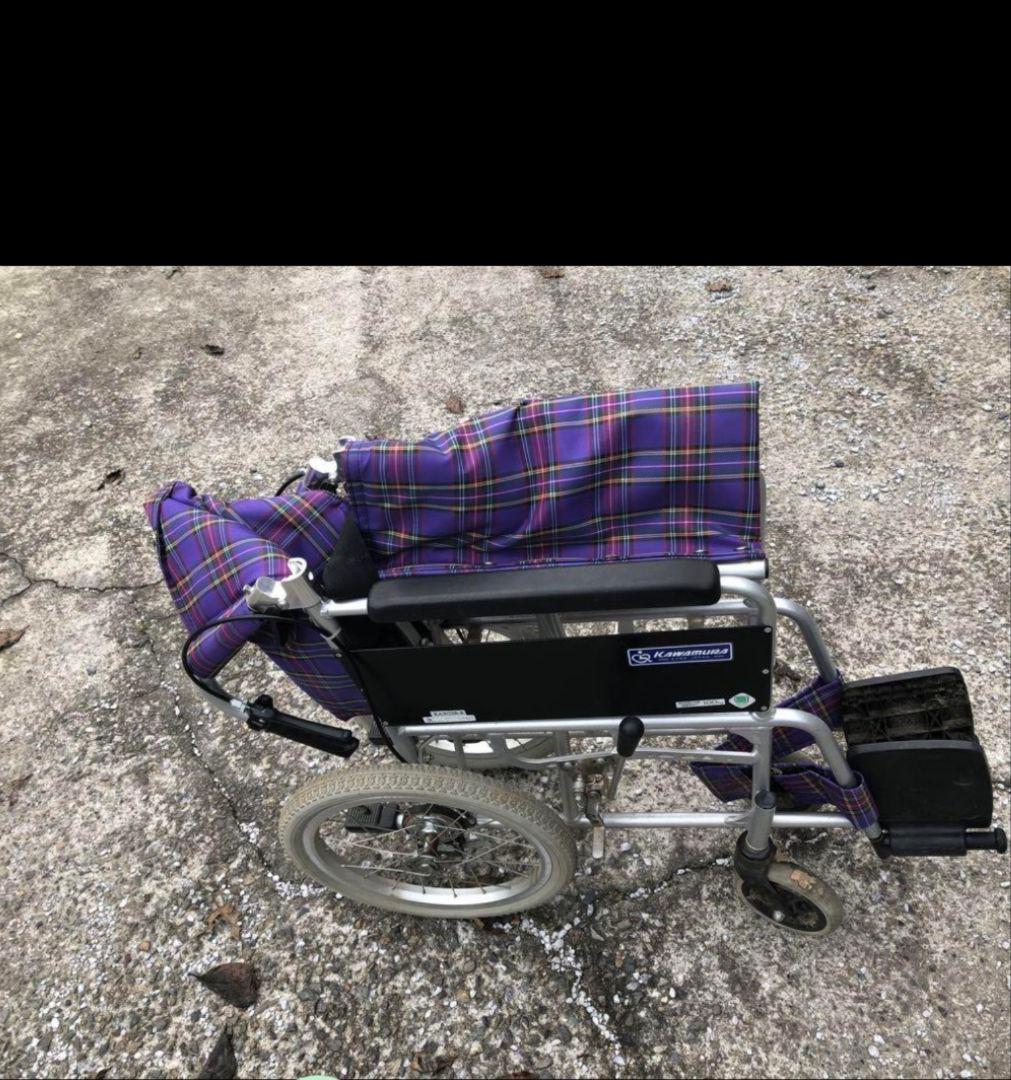 送料無料♿車椅子♿カワムラサイクル 人気の紫チェック色です。男女問わず使えます！