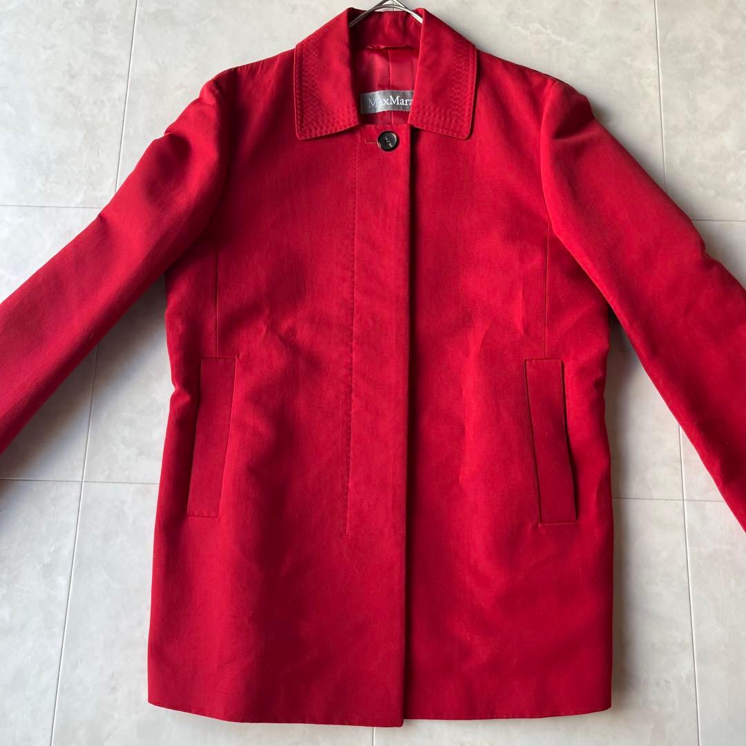マックスマーラ Max Mara ショートコート 比翼 レッド 赤 42 XL