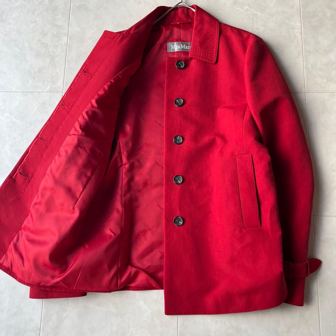 マックスマーラ Max Mara ショートコート 比翼 レッド 赤 42 XL