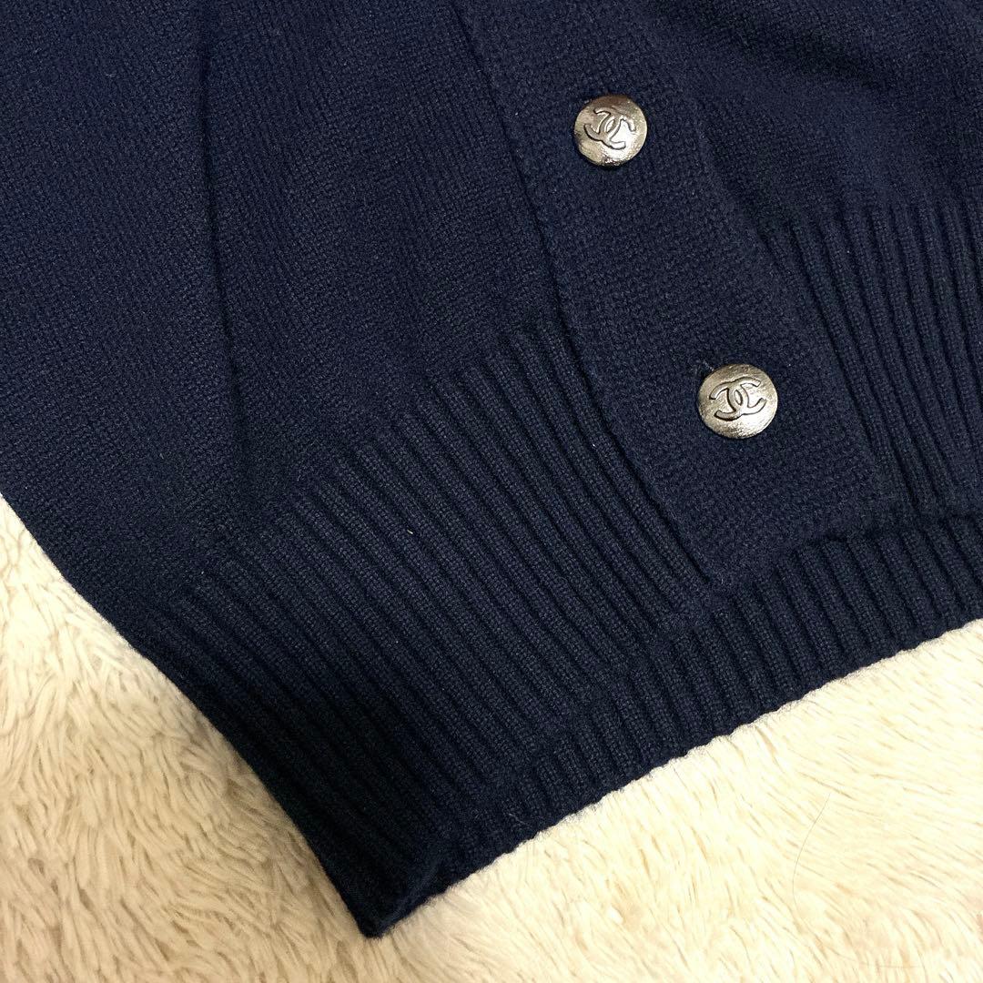 CHANEL ニットワンピース　ココマーク　メタルボタン　34 カシミヤ100%