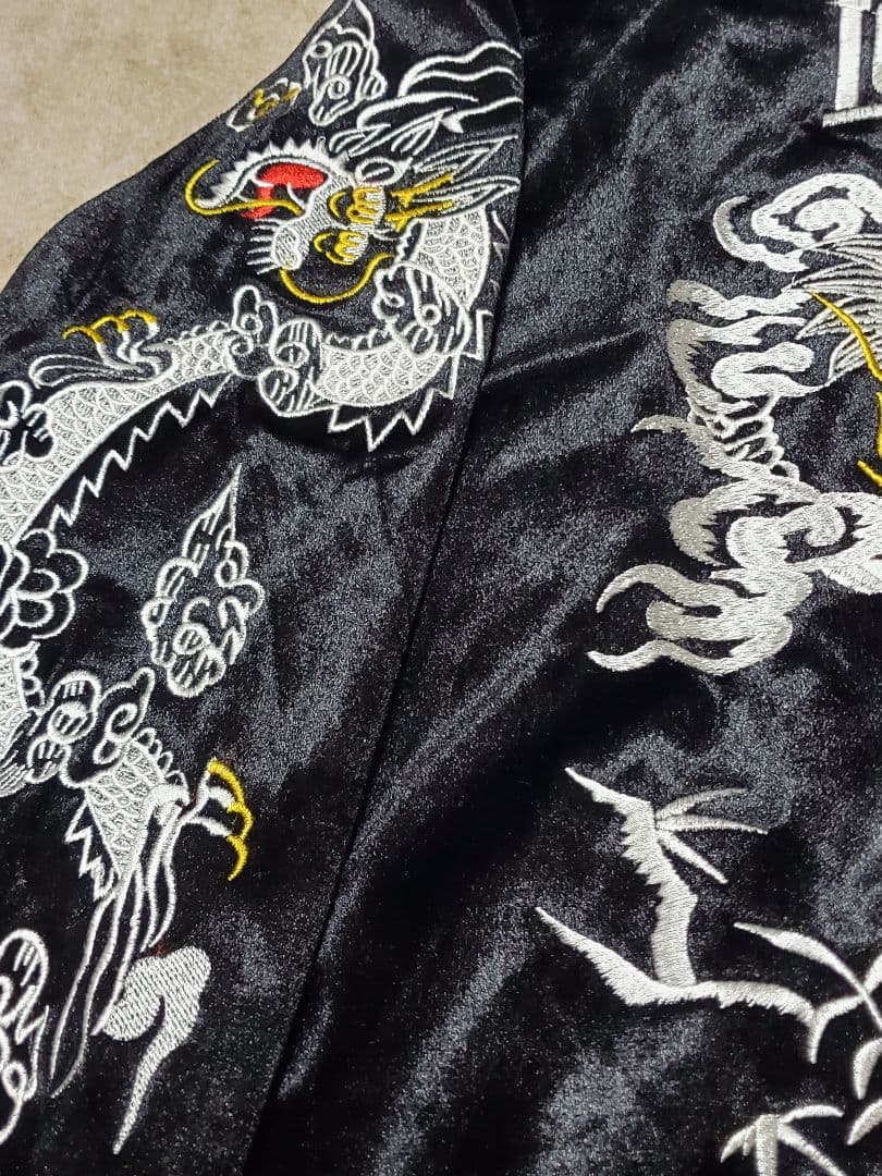 お*ね様 ロンズデール ベルベットスカジャン 虎&ドラゴン ブラック L