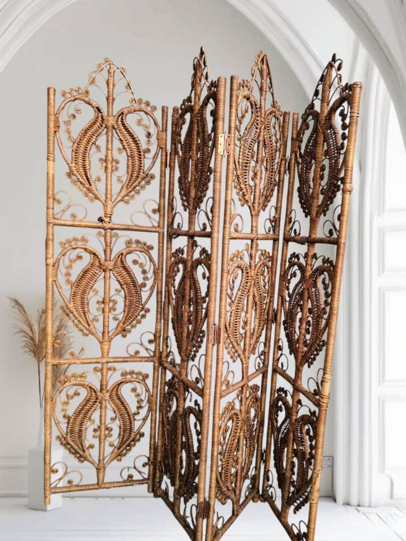 オールドラタン　パーテーション　インテリア　間仕切 ヴィンテージ