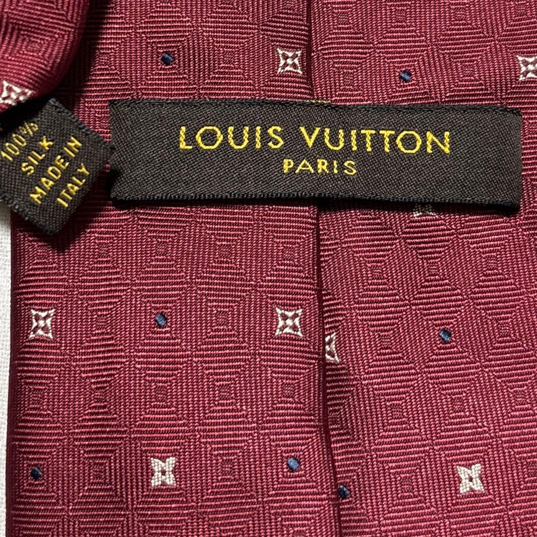 極美品　ルイヴィトン　ネクタイ　モノグラム　バーガンディ