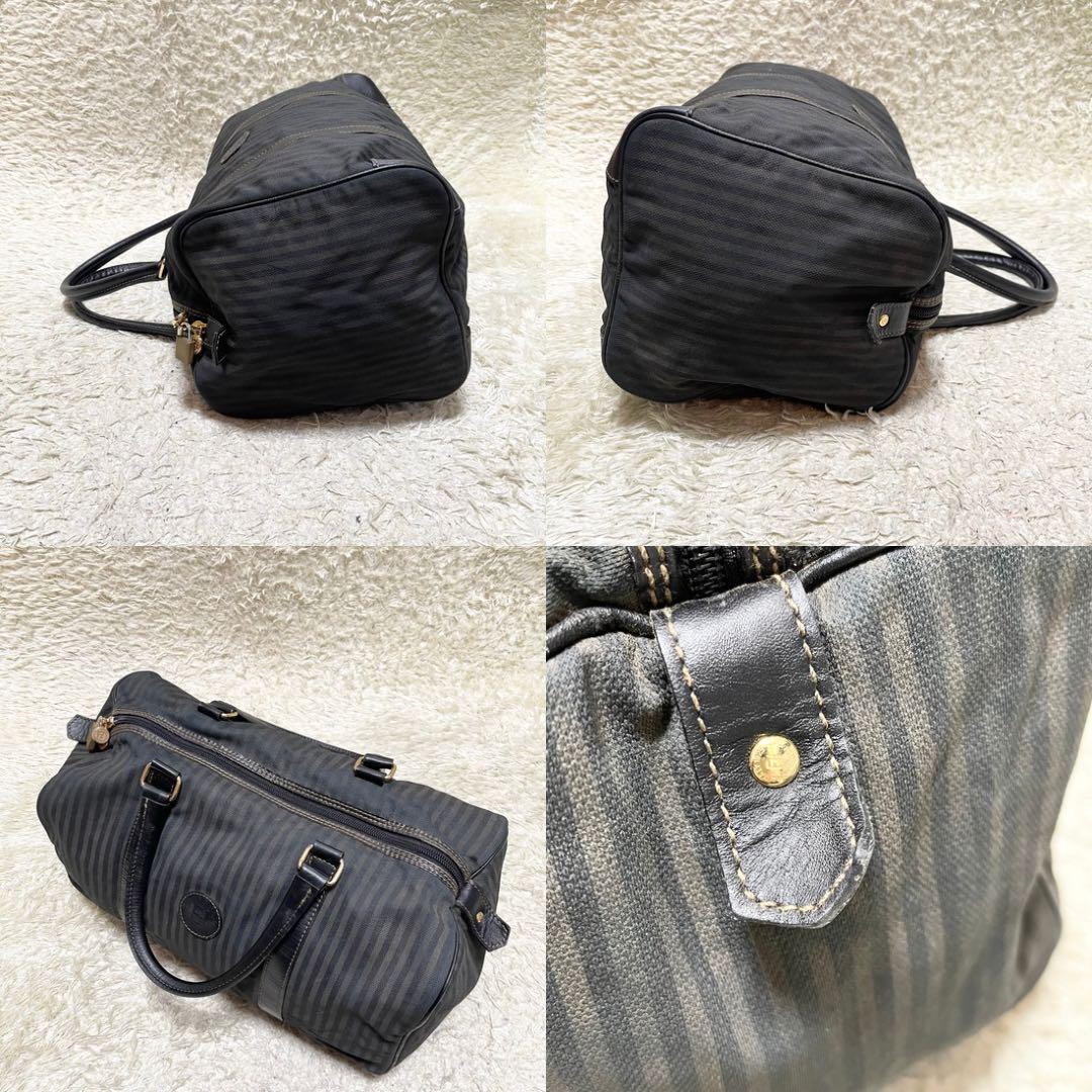 【美品】フェンディ　ボストンバッグ　大容量　A4可　レザー　ペカン柄　南京錠