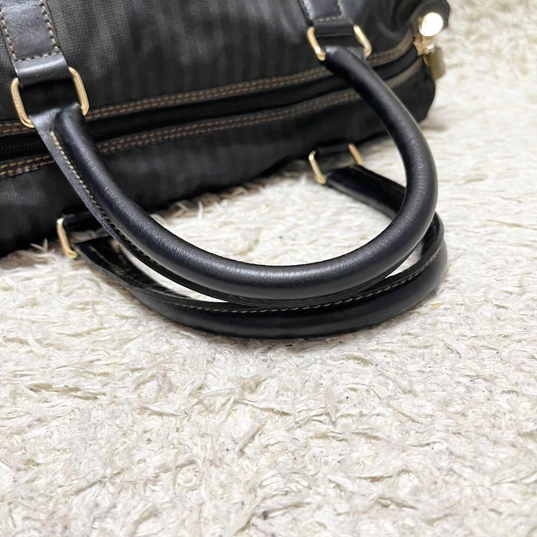 【美品】フェンディ　ボストンバッグ　大容量　A4可　レザー　ペカン柄　南京錠