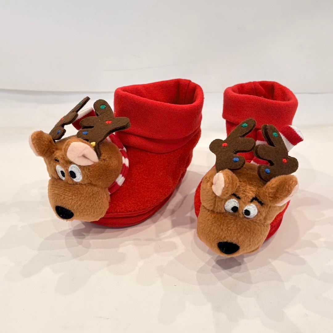 トナカイキャラクター付き子供用赤いソックス ワーナーブラザース クリスマス