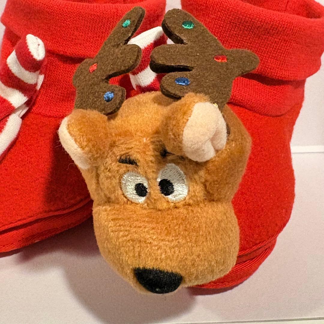 トナカイキャラクター付き子供用赤いソックス ワーナーブラザース クリスマス