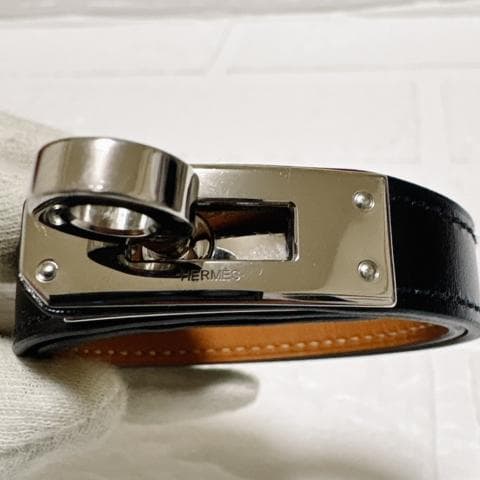 美品✨HERMES ブレスレット ケリー ドゥブルトゥール シルバー×ブラック