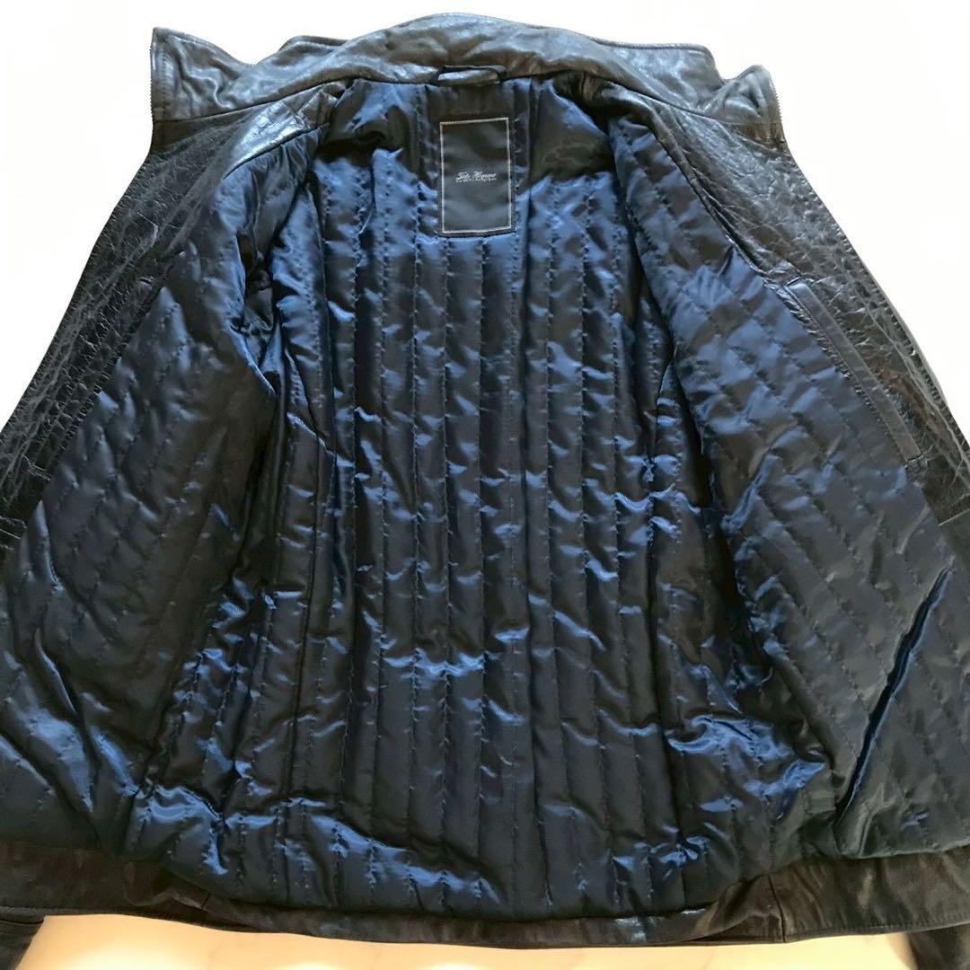 XL相当✨テットオム 牛革 レザージャケット 裏地キルティング ブラック 高級感