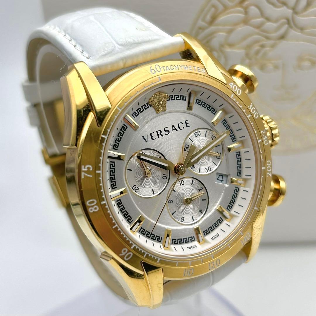 【稼働】VERSACE クロノグラフ 腕時計 メンズ メデューサ ゴールド