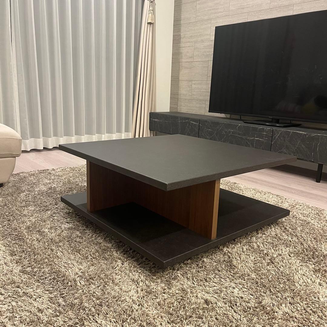 センターテーブル　ローテーブル　ブラック×ブラウン