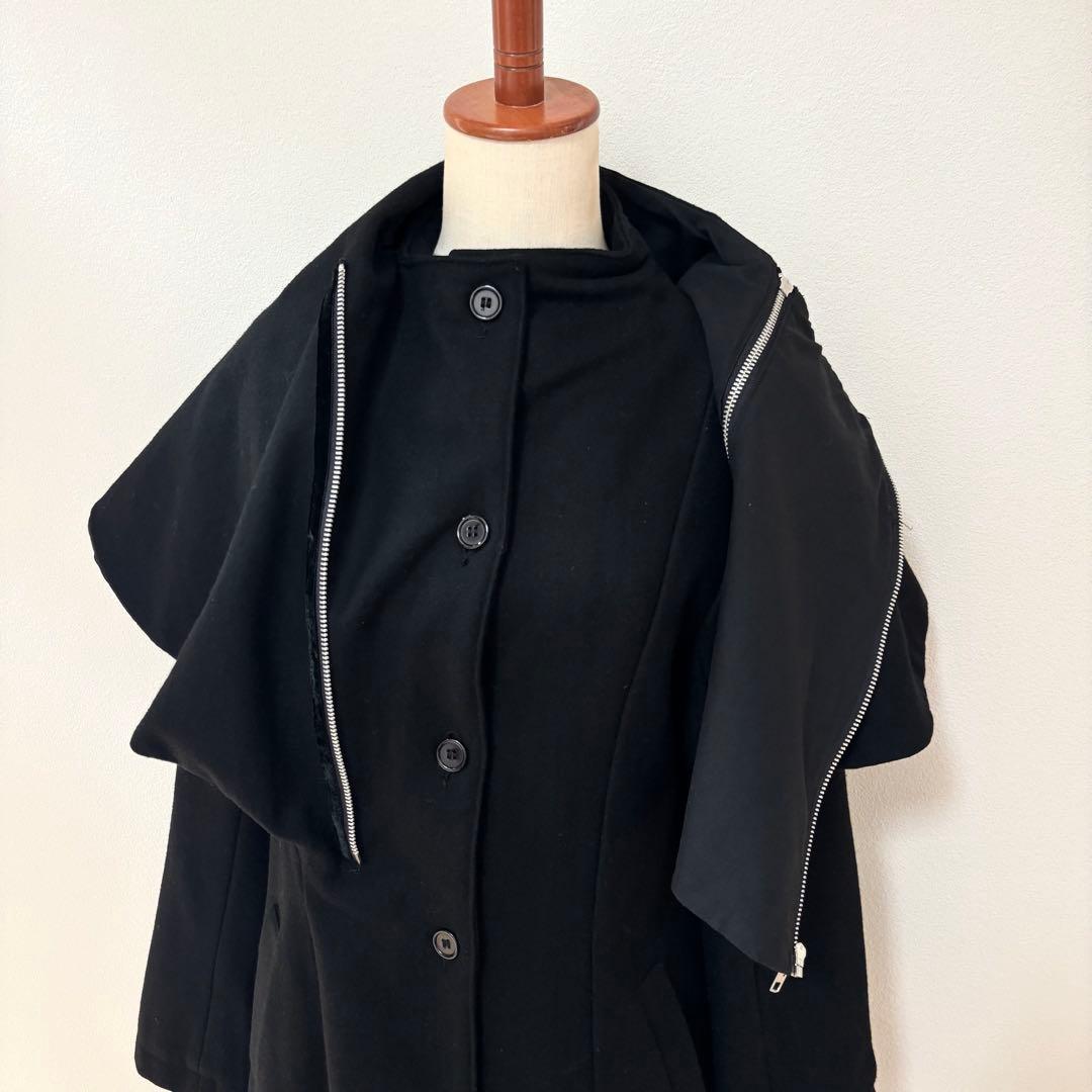 極美品☆T.KUNITOMO ロングコート　ウール　ケープ　　ブラック　クニトモ