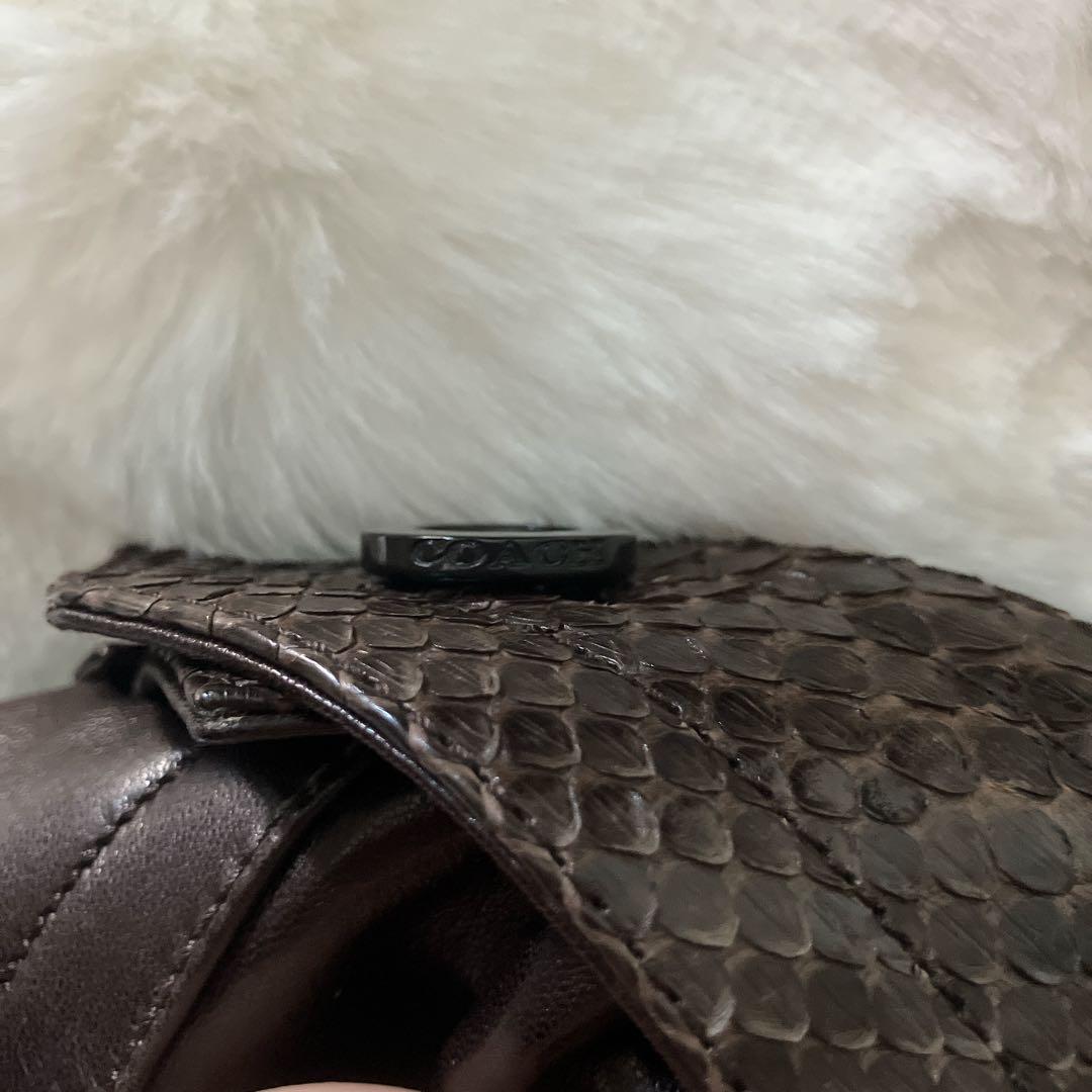 コーチCOACH革レザートレンチコート ダークブラウン⭐︎裏地シルク100%美品