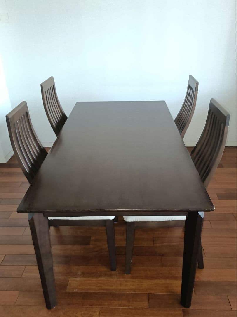 【直接引き取り限定】ダークブラウン長方形ダイニングテーブルと椅子4脚セット