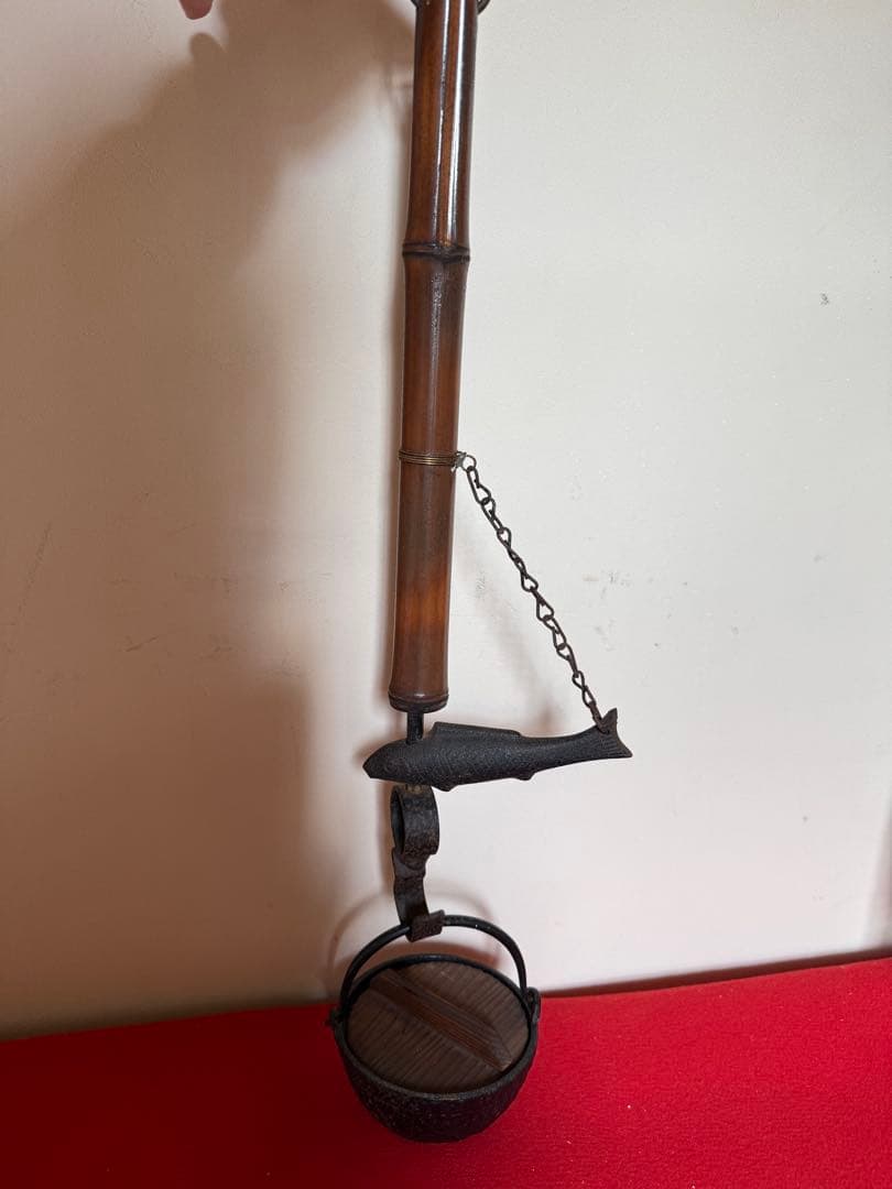 自在鉤・鉄器・昭和レトロ　アンティーク　古物　囲炉裏　鉄鍋　昭和