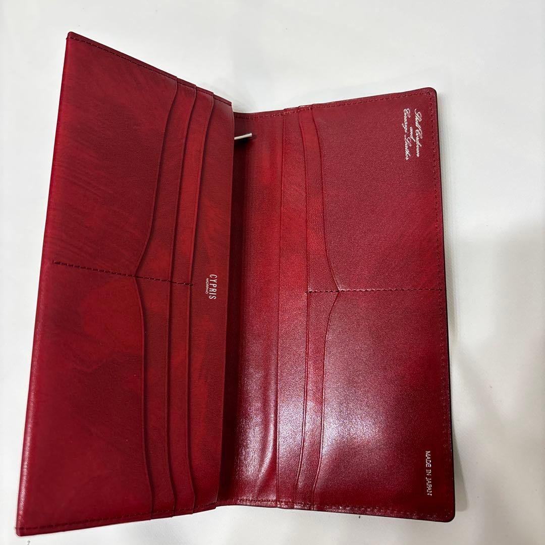 cypris 日本製 レザー 長財布 黒 赤