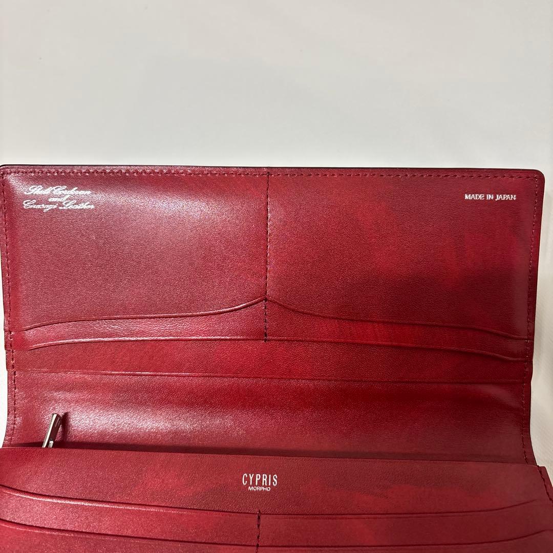 cypris 日本製 レザー 長財布 黒 赤