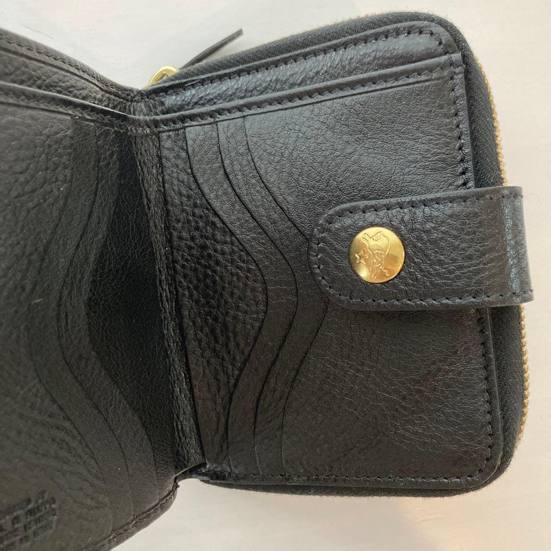 新品　イルビゾンテ　IL BISONTE ブラックレザー 二つ折り財布