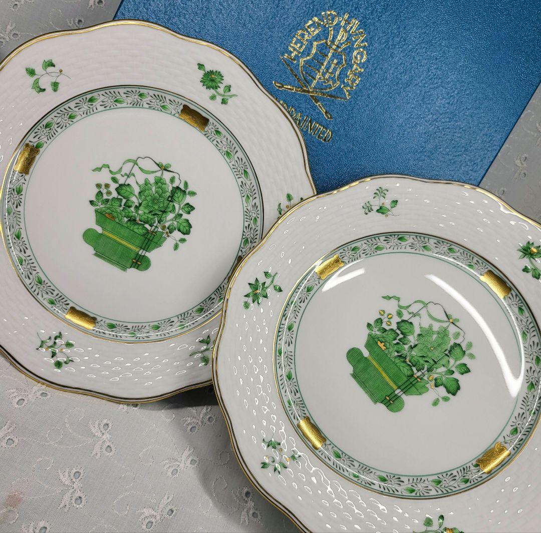 マイセン ブルーオニオン➕️ベーシックフラワー➕️ヘレンド 清の花籠 プレート