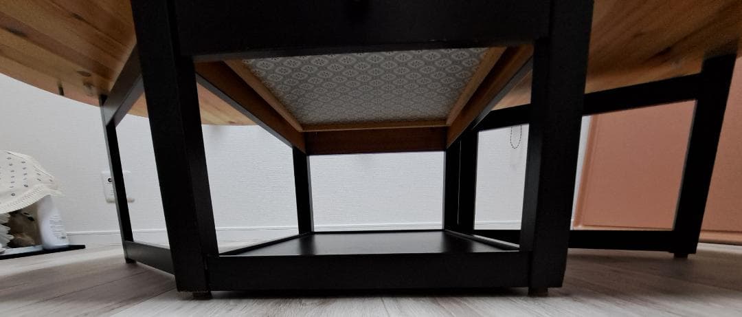 【高さリメイクのみ！】　引き出し付き　天然木製長テーブル 高さ40cm