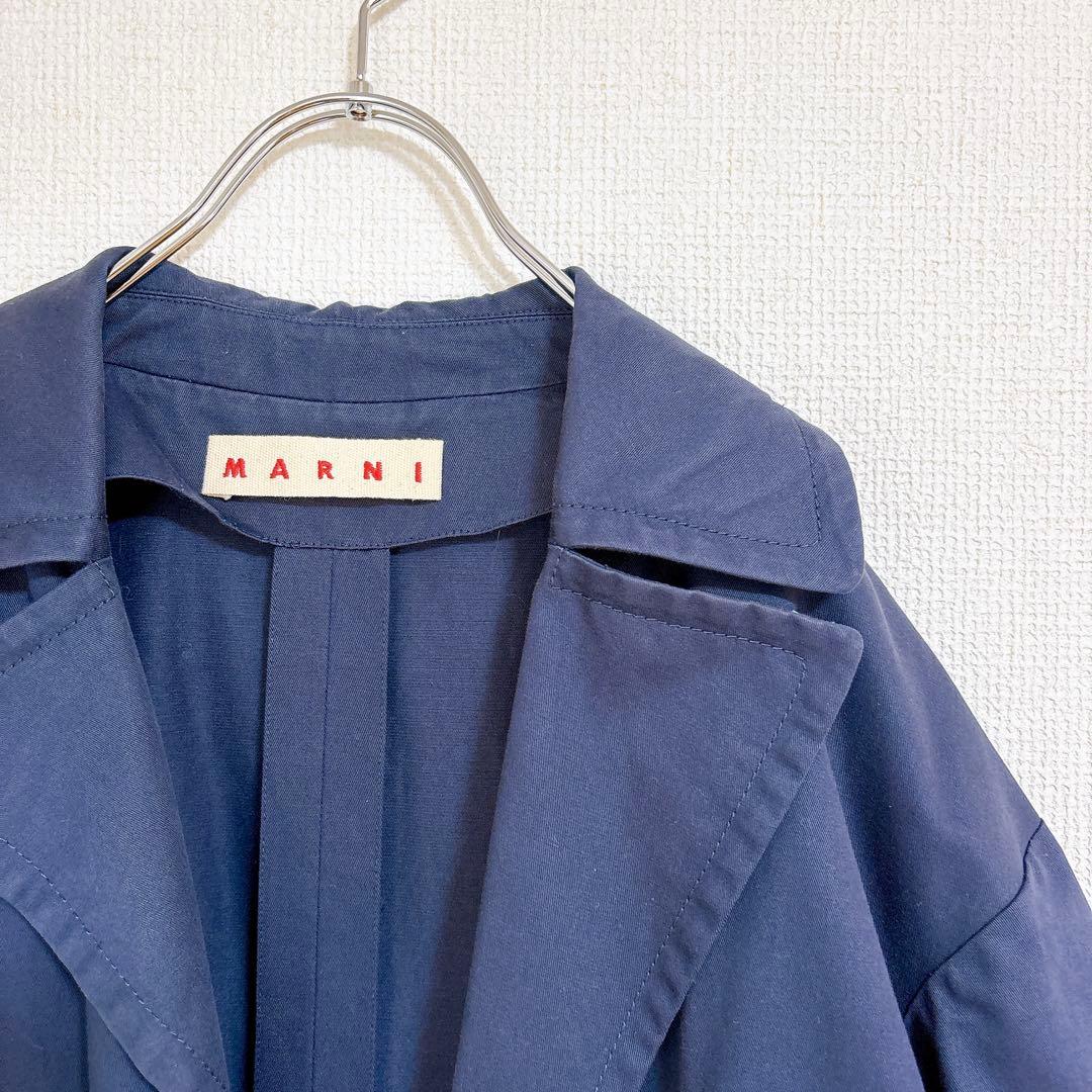 MARNIマルニ　コート ロング 42 ジャケット　ネイビー　トレンチスプリング