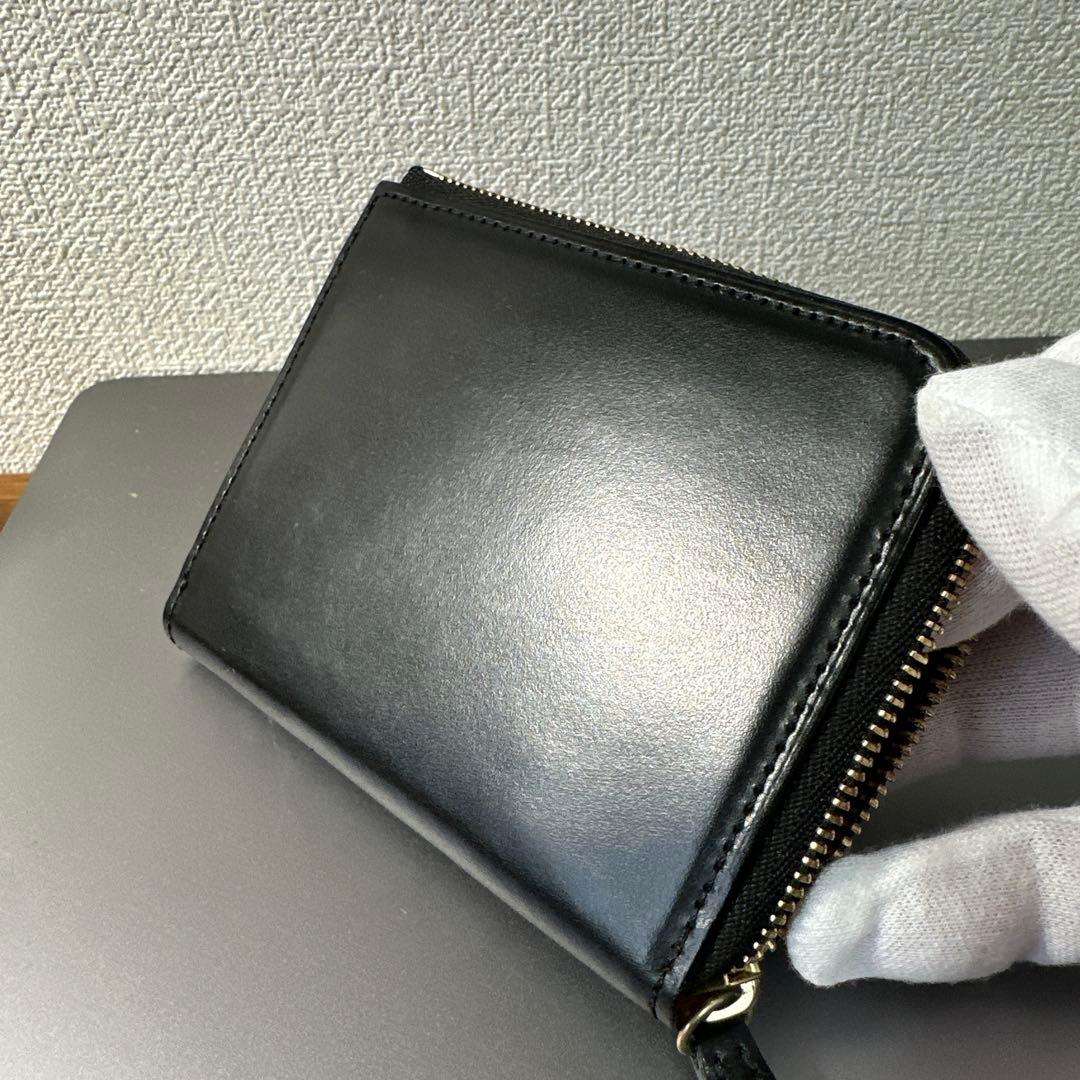 crafsto レザー製 黒 二つ折り財布