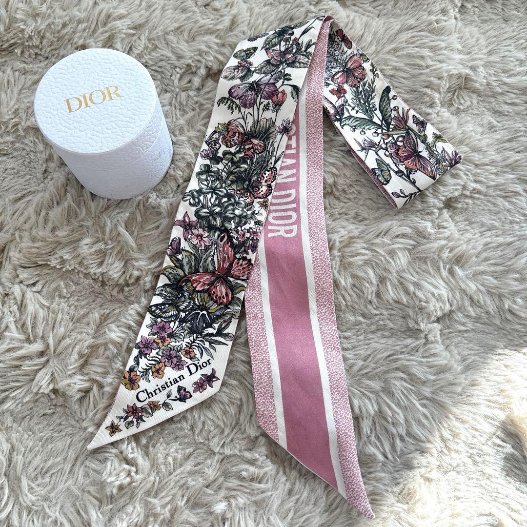 Christian Dior ディオール 花柄 ミッツァスカーフ リボンスカーフ