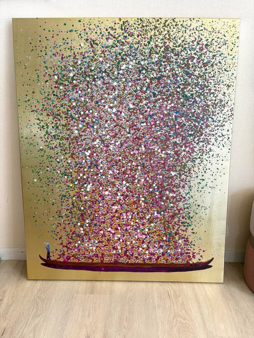 フラワーボート ゴールドピンク 100x80cm タッチドピクチャー