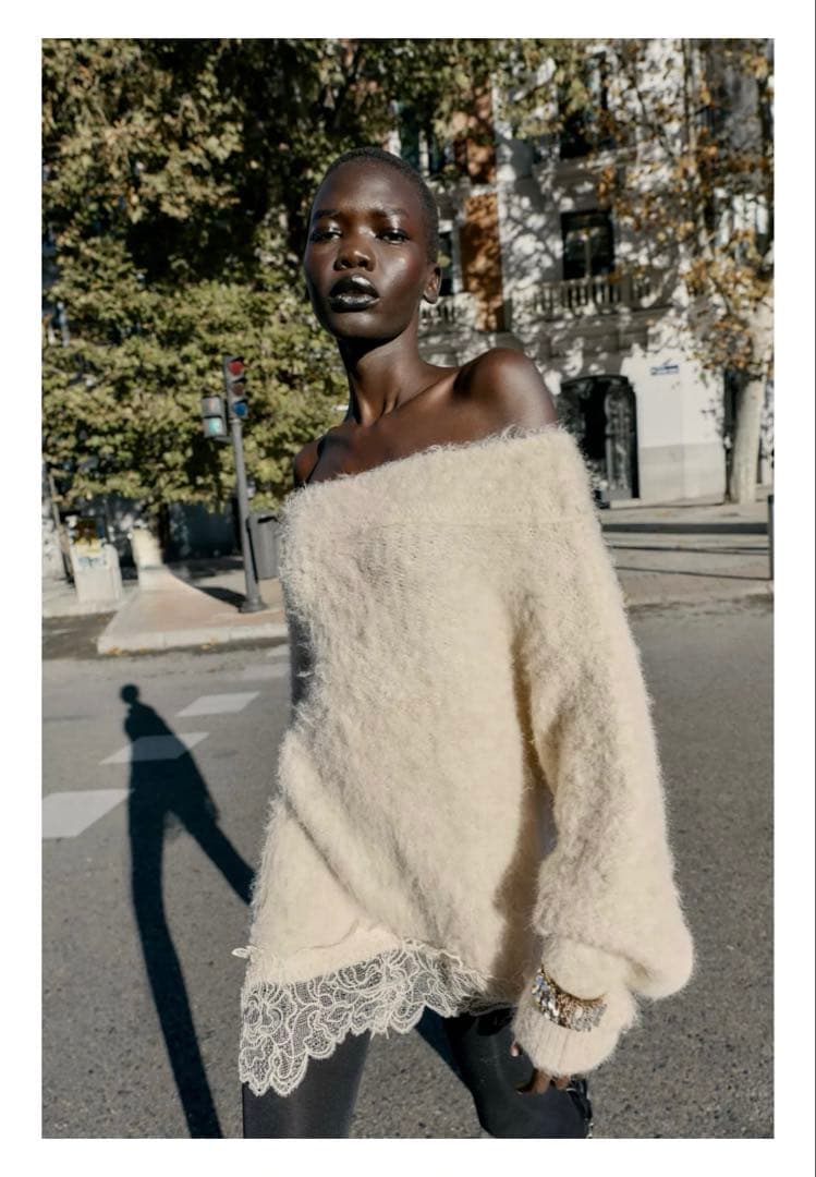 完売品⭐︎ZARA レースコンビニットセーター S