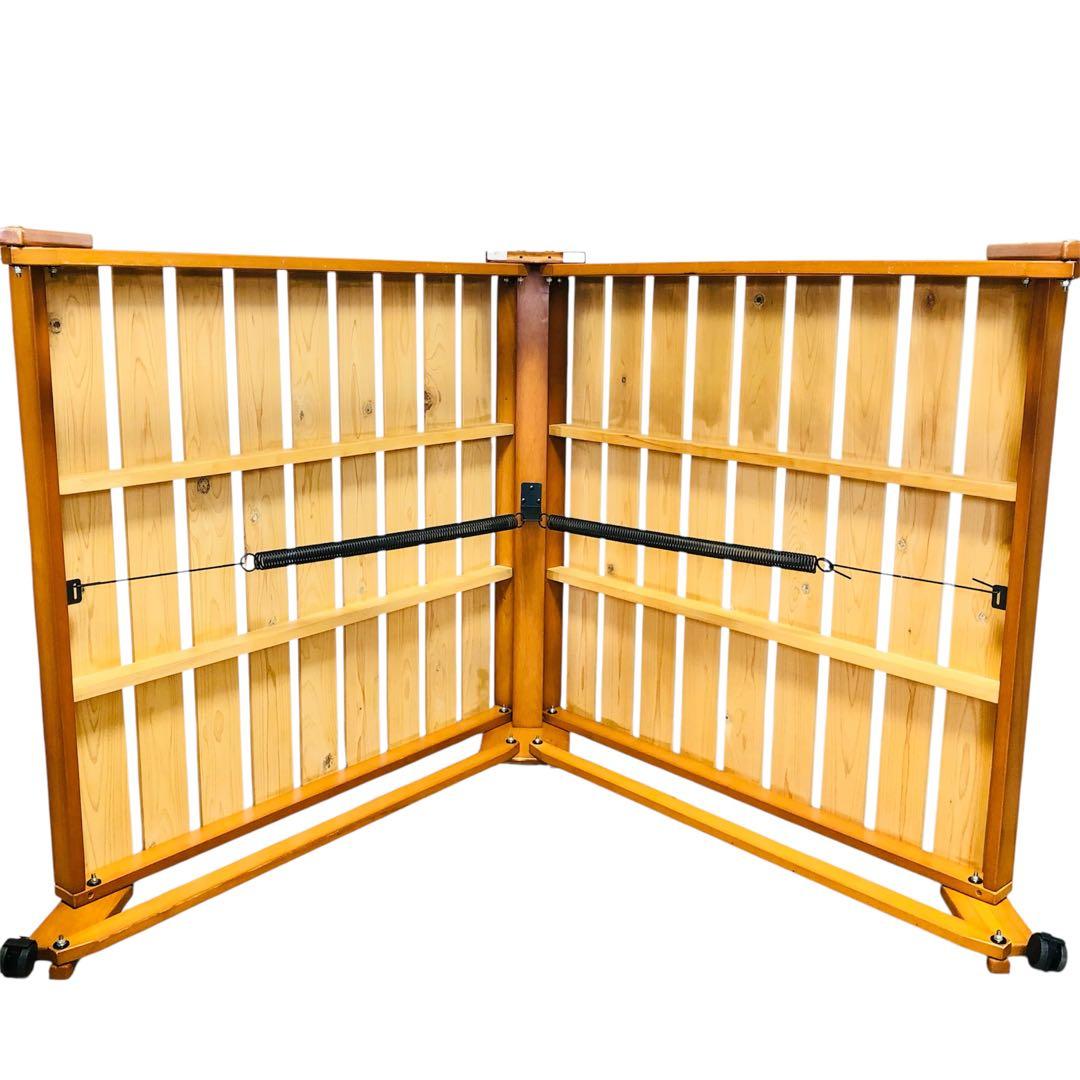 日本製　ひのき　すこのベッド　シングル　折りたたみ　キャスター付