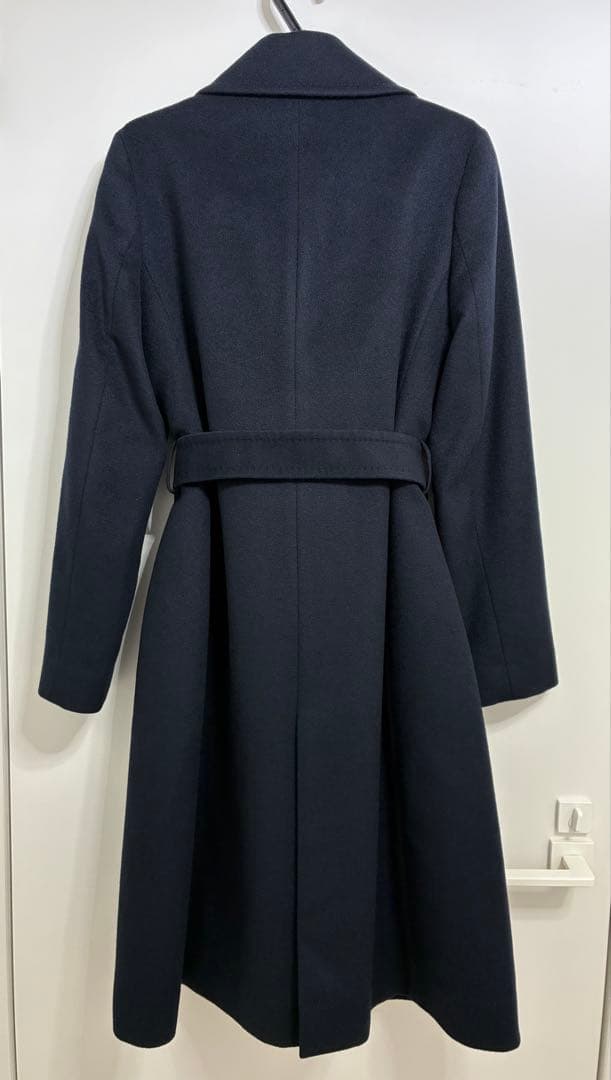 極美品イネドINED 9号ネイビーカシミヤ100%ラップコート冠婚葬祭フォーマル